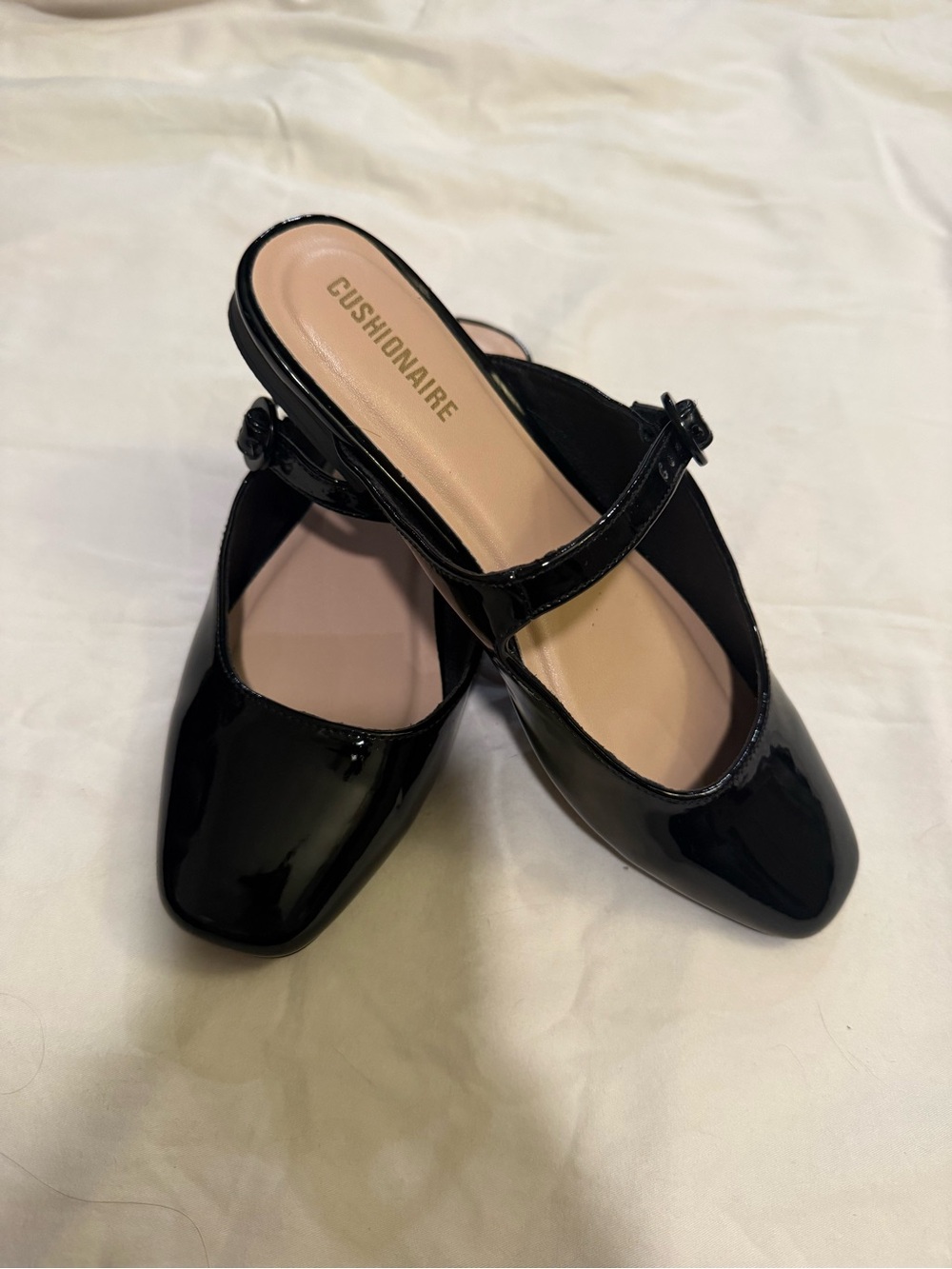 Cushionaire Black Patent Mary Jane Mule